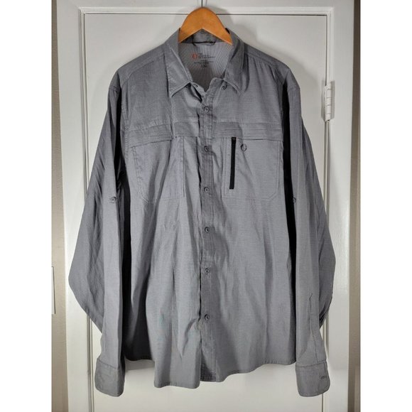 The‎ American Outdoorsman Men's Fishing Shirt GRAY Vented Short Sleeve 2XL XXL - Picture 1 of 8